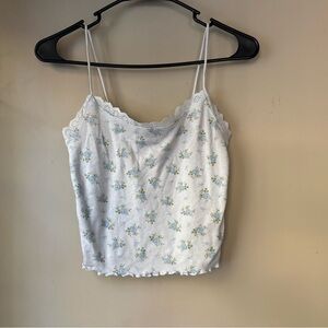 PLAYBOY by Pacsun Blue Floral Bunny Lace Trim Cami Crop Top XS